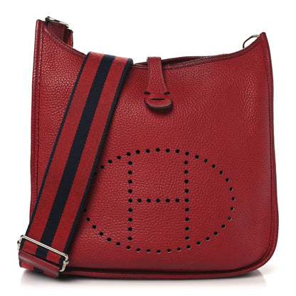 Hermes Taurillon Clemence Evelyne III PM Rouge Casaque Bleu Saphir 1 of 12