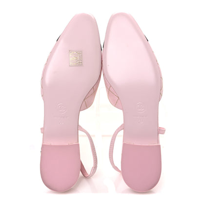 Chanel Suede Crystal Grosgrain Cap Toe CC Slingback Flats 39 Pink Gold Black 7 of 10