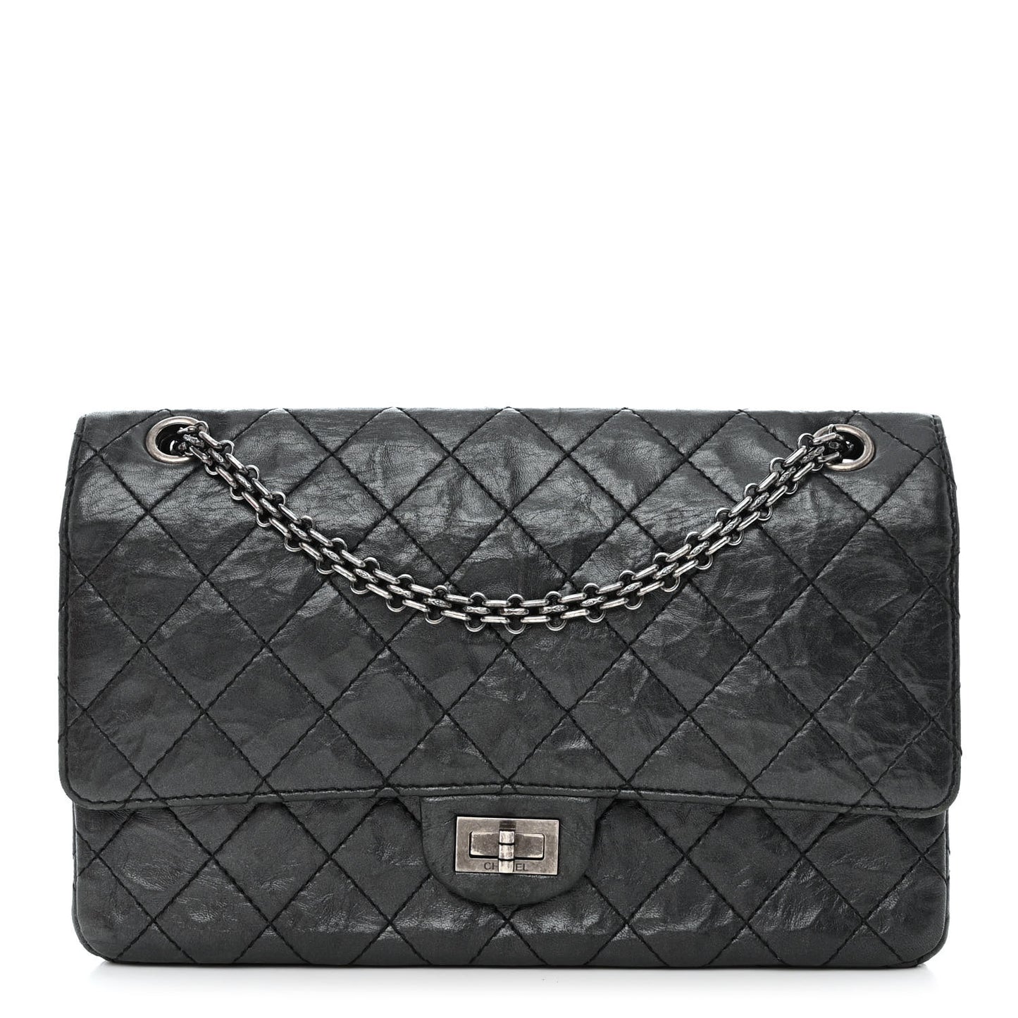 Aged Calfskin Quilted 2.55 Reissue 226 Flap Black