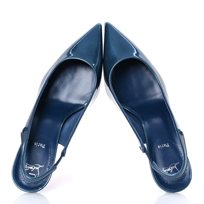 Christian Louboutin Patent Sporty Kate Slingback 55 Pumps 40 Denim 2 of 10
