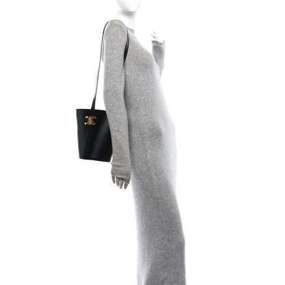 Celine Shiny Calfskin Triomphe Bucket Bag Black 2 of 12