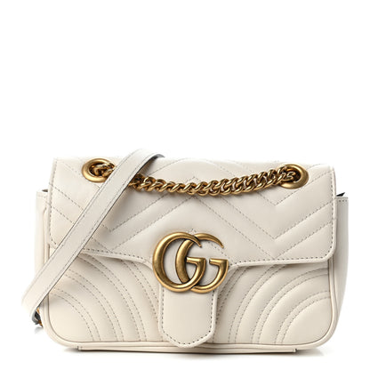 Gucci Calfskin Matelasse Mini GG Marmont Shoulder Bag White 1 of 4