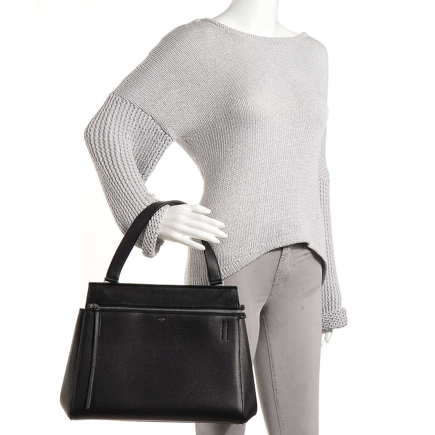 Grained Calfskin Small Edge Shoulder Bag Black