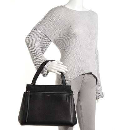 Celine Grained Calfskin Small Edge Shoulder Bag Black 2 of 10