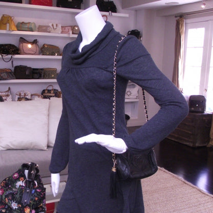 Chanel Vintage Small Lambskin Tassel Evening Bag Black 2 of 11