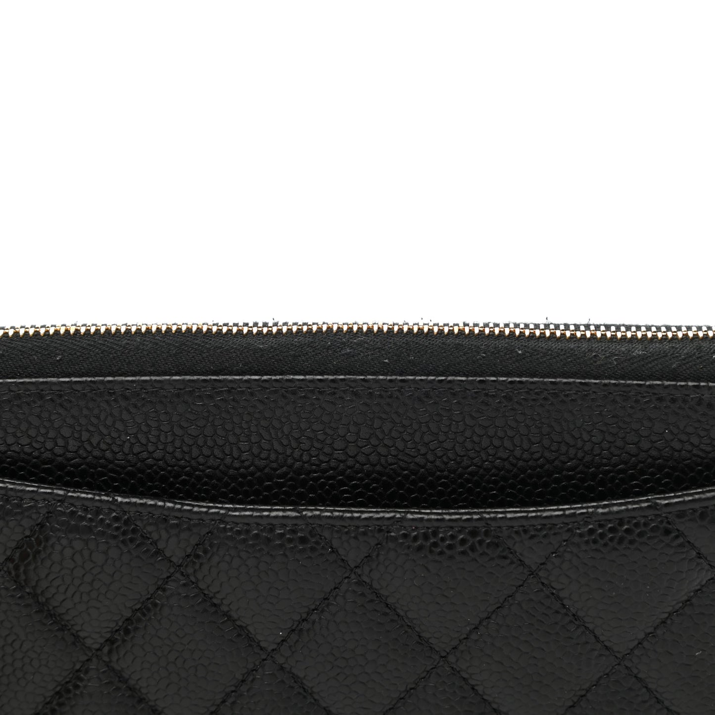 Caviar Quilted Large Gusset Zip Around Wallet Black