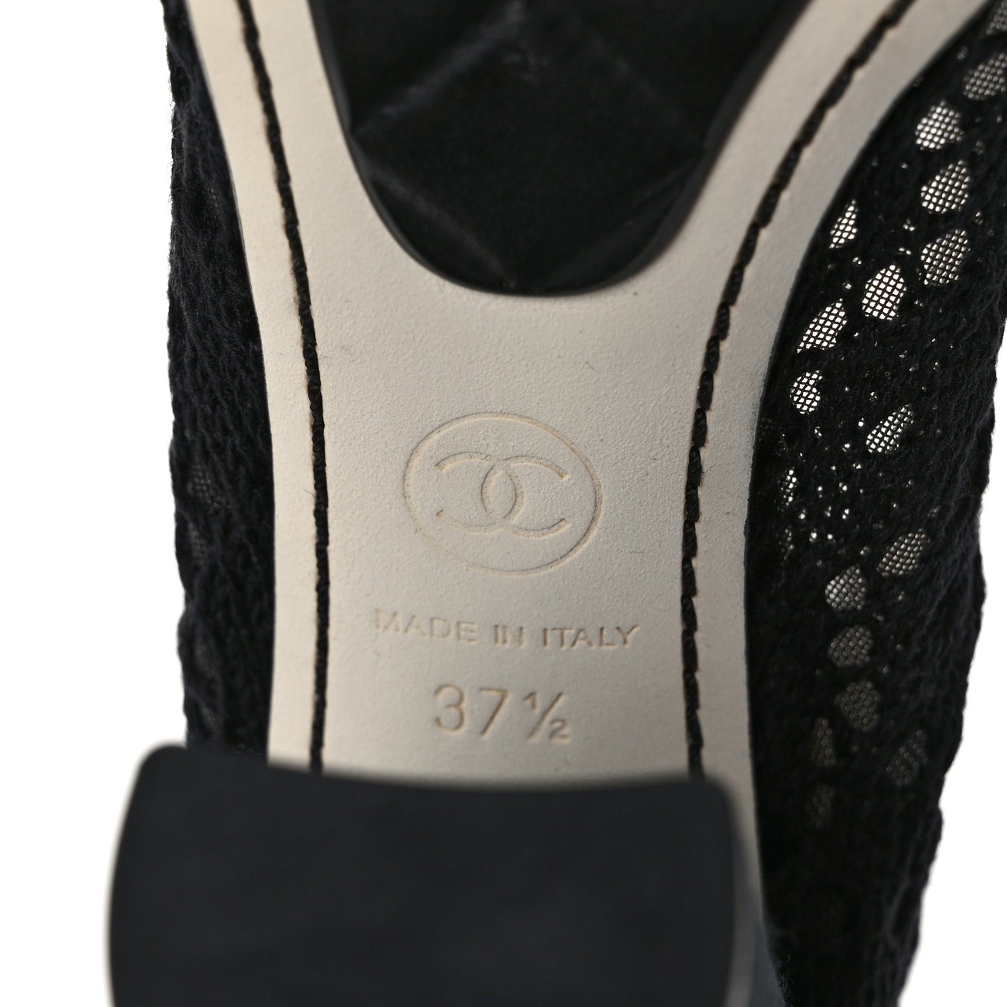 Knit Lace Grosgrain Cap Toe CC Pumps 37.5 Black Beige