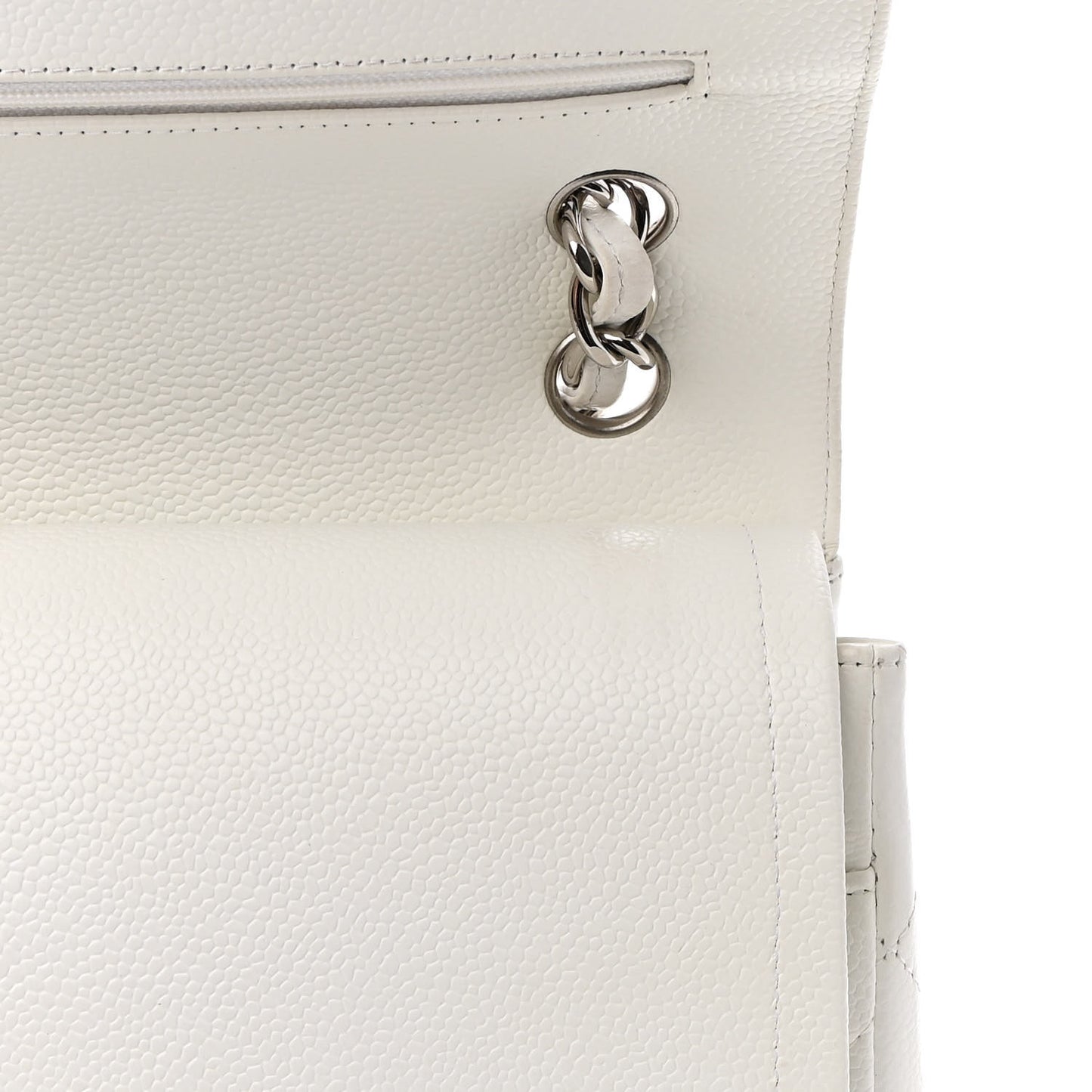 Caviar Quilted Jumbo Double Flap White