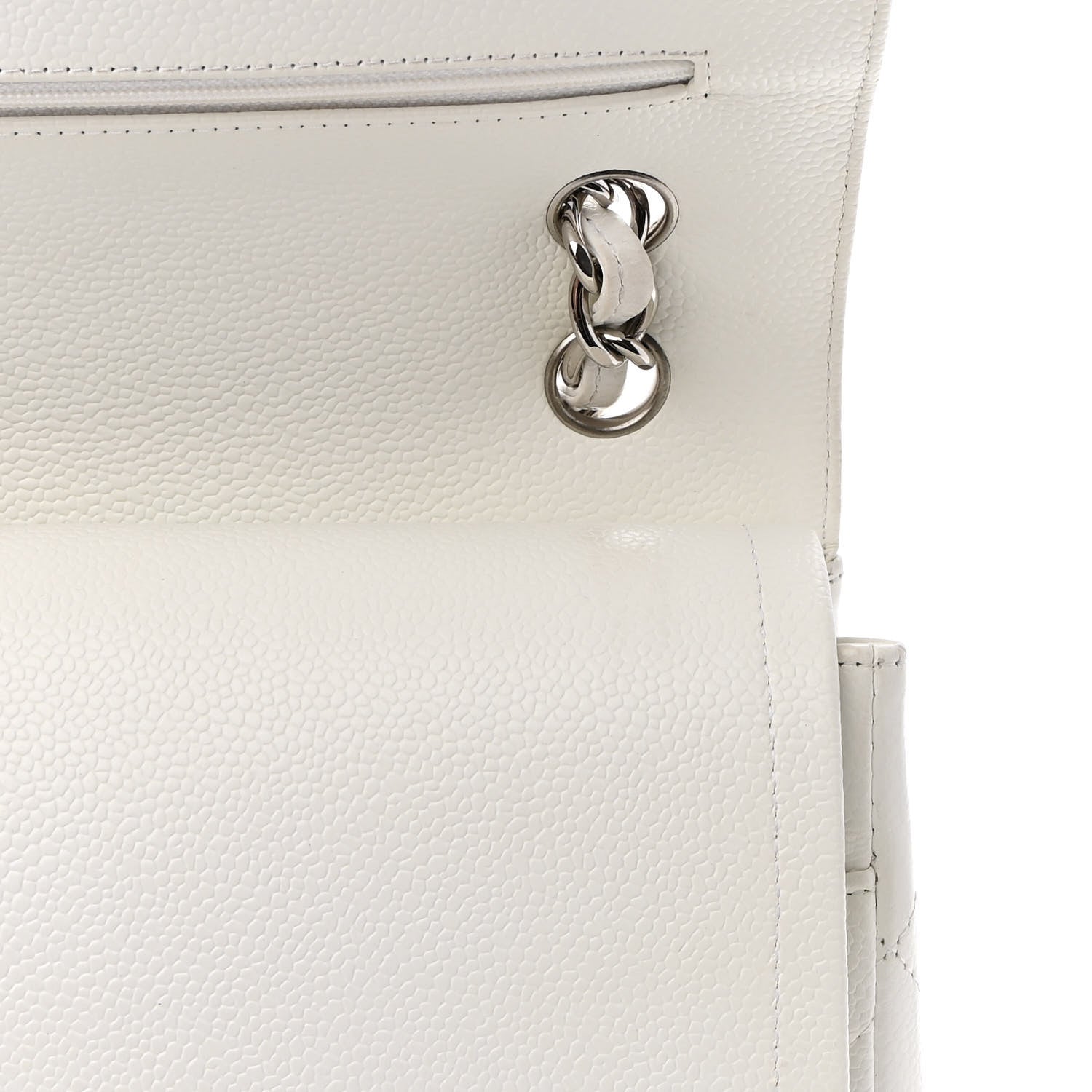 Chanel Caviar Quilted Jumbo Double Flap White 11 of 12