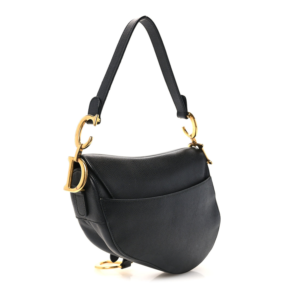 Grained Calfskin Saddle Bag Black