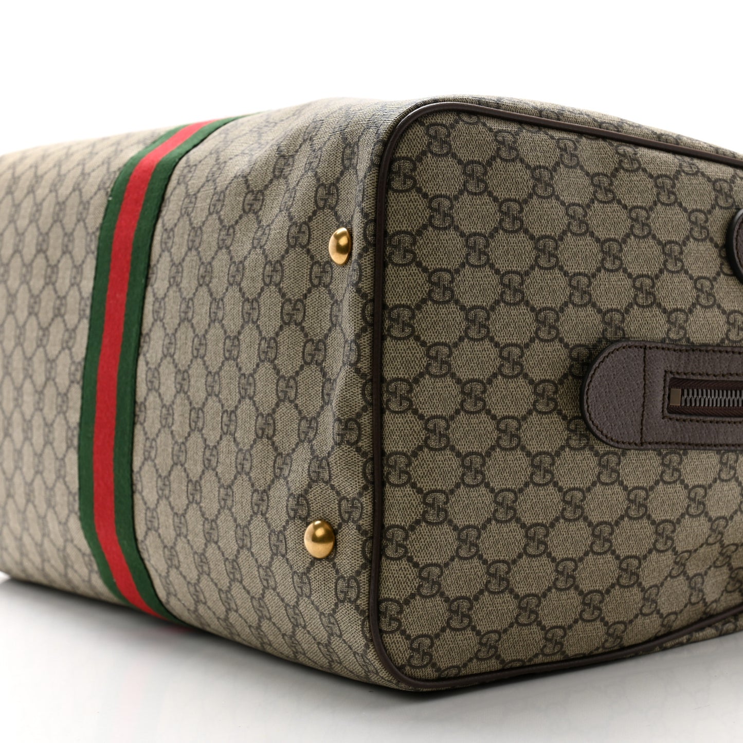 GG Supreme Monogram Textured Dollar Calfskin Web Medium Ophidia Carry-On Duffle Bag Beige Ebony New Acero