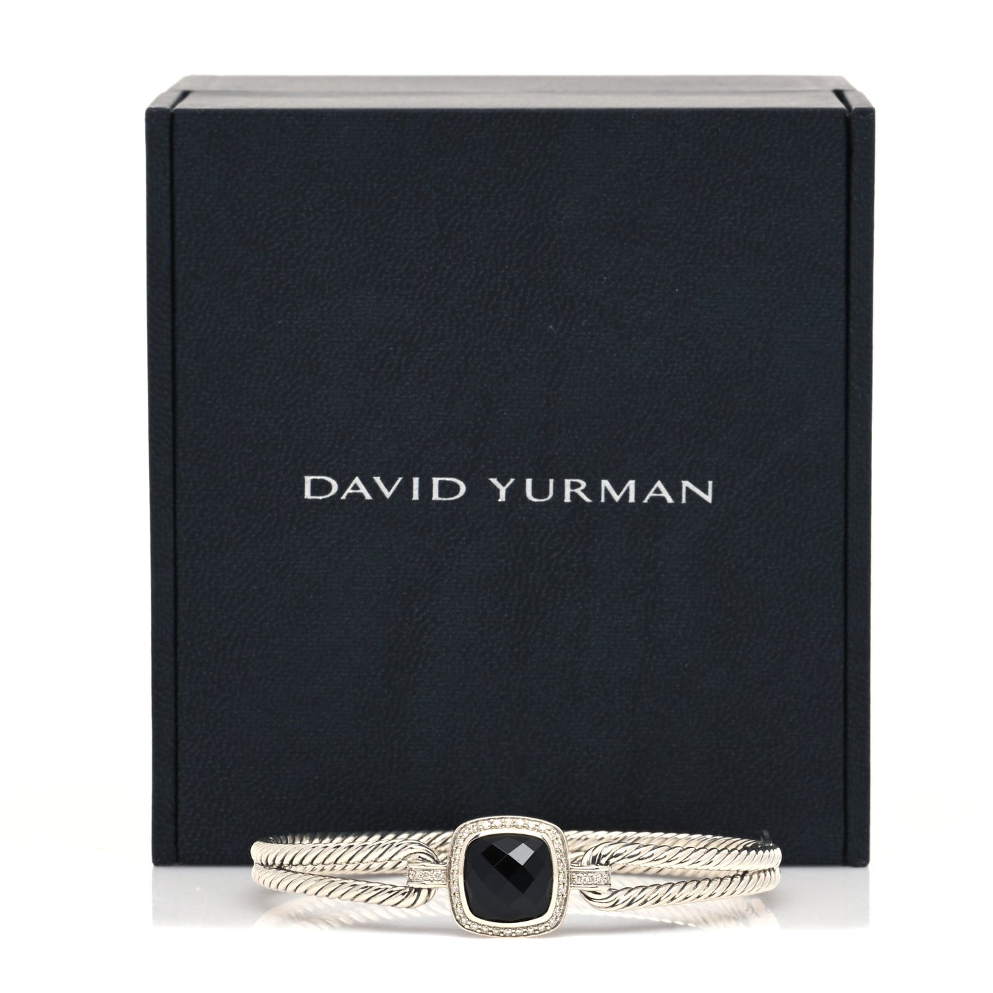 Sterling Silver Diamond Black Onyx Albion Cable Bracelet