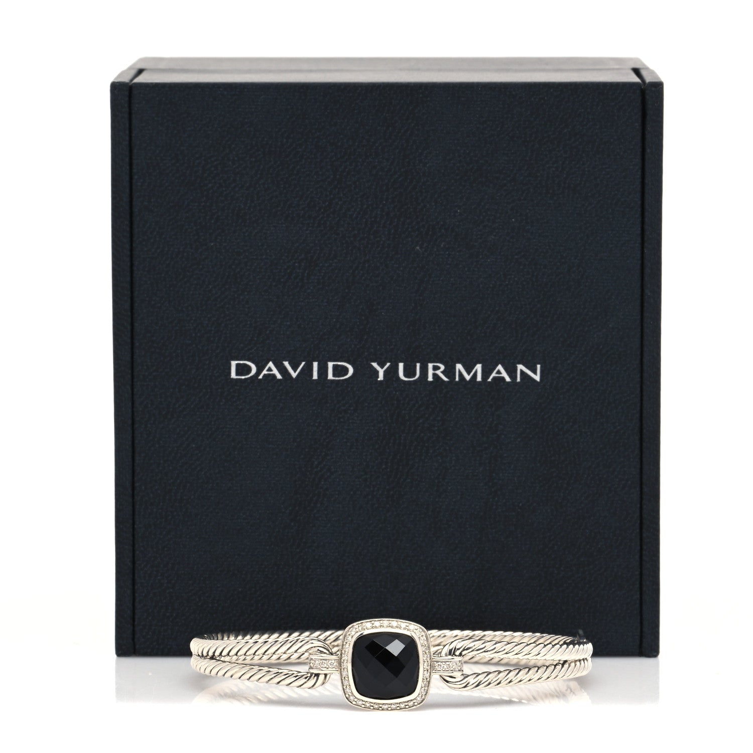 David Yurman Sterling Silver Diamond Black Onyx Albion Cable Bracelet 5 of 5