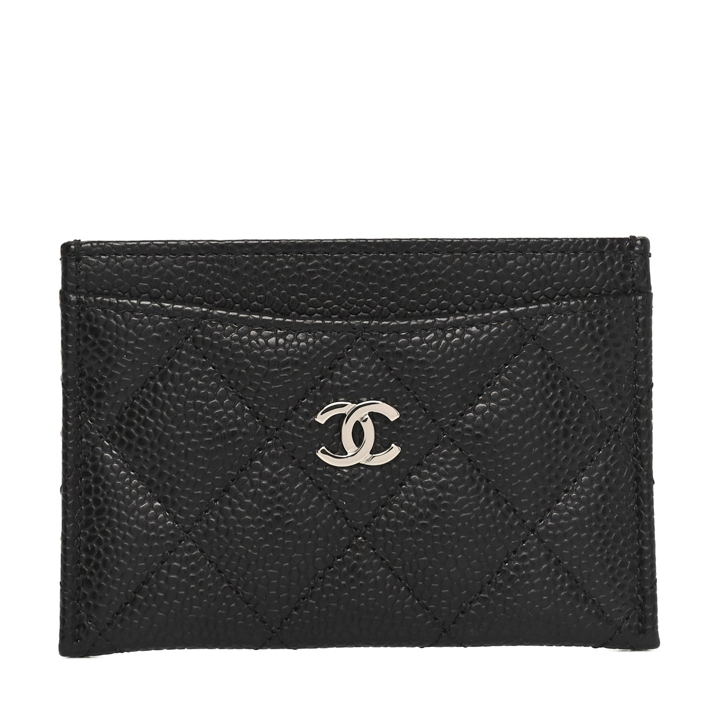 Caviar Quilted Card Holder Black