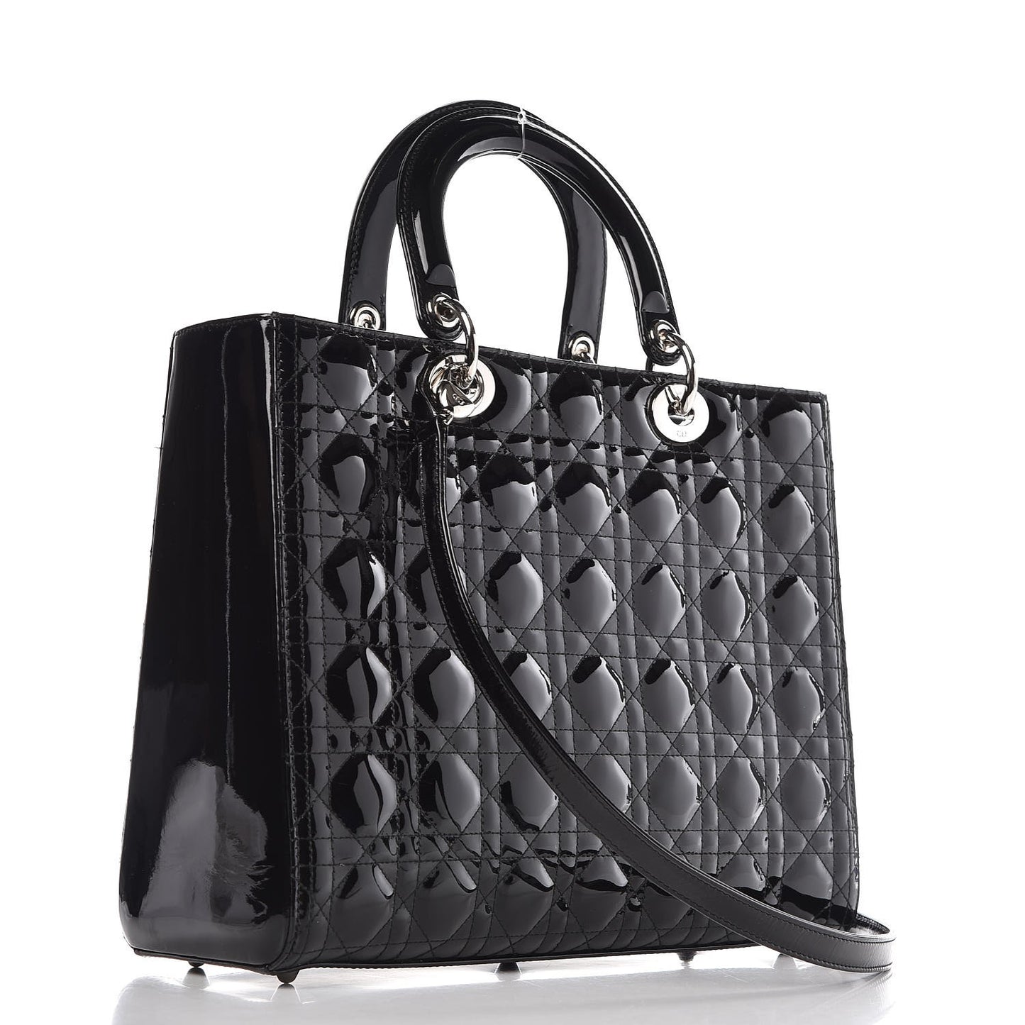 Patent Cannage Large Lady Dior Black
