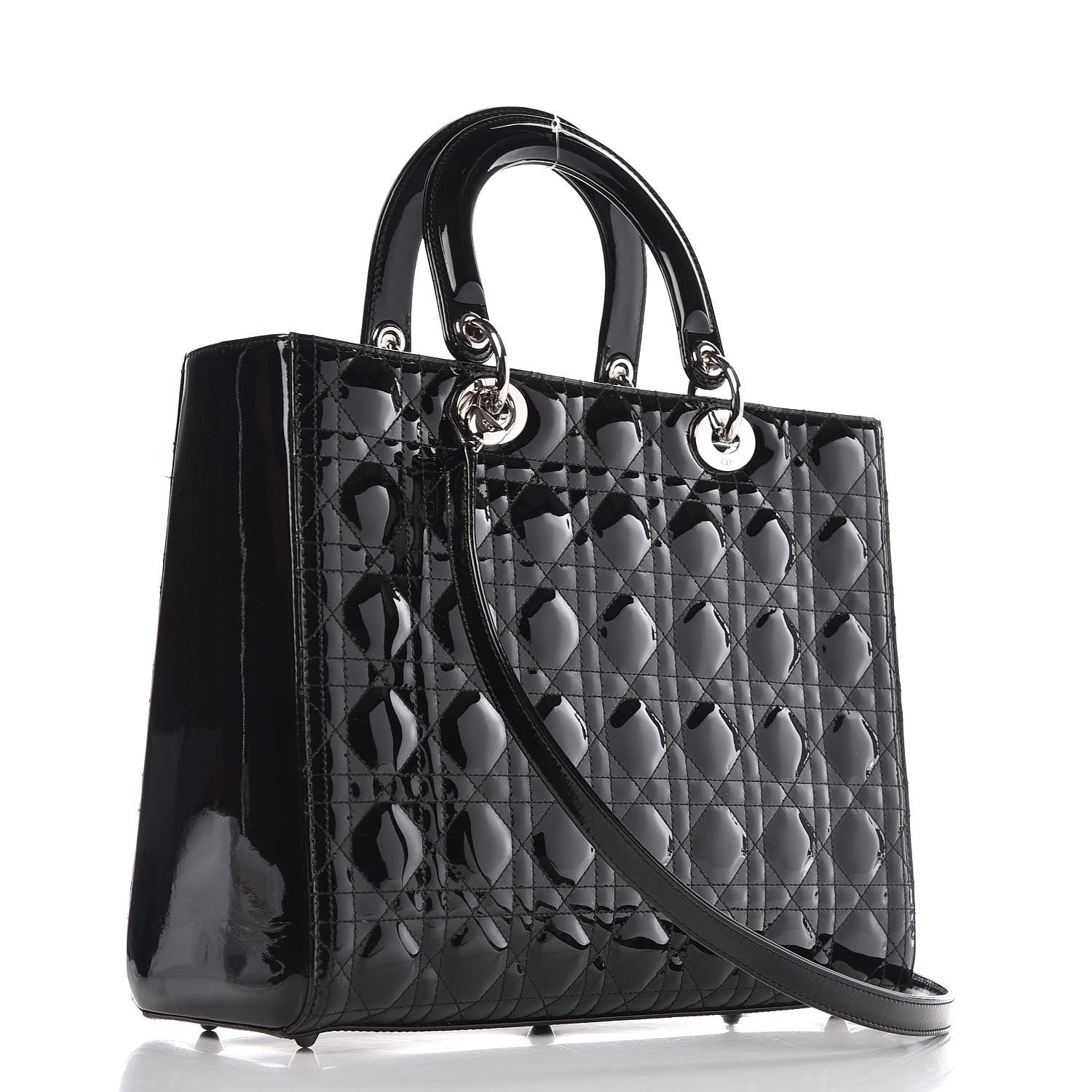 Christian Dior Patent Cannage Large Lady Dior Black 4 of 9