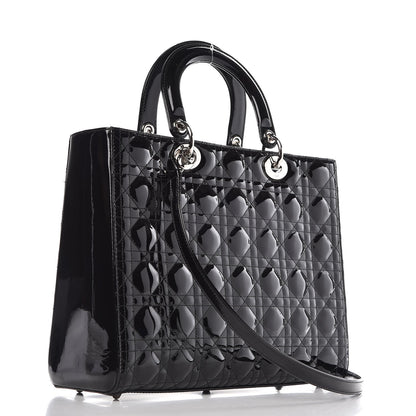 Christian Dior Patent Cannage Large Lady Dior Black 4 of 9