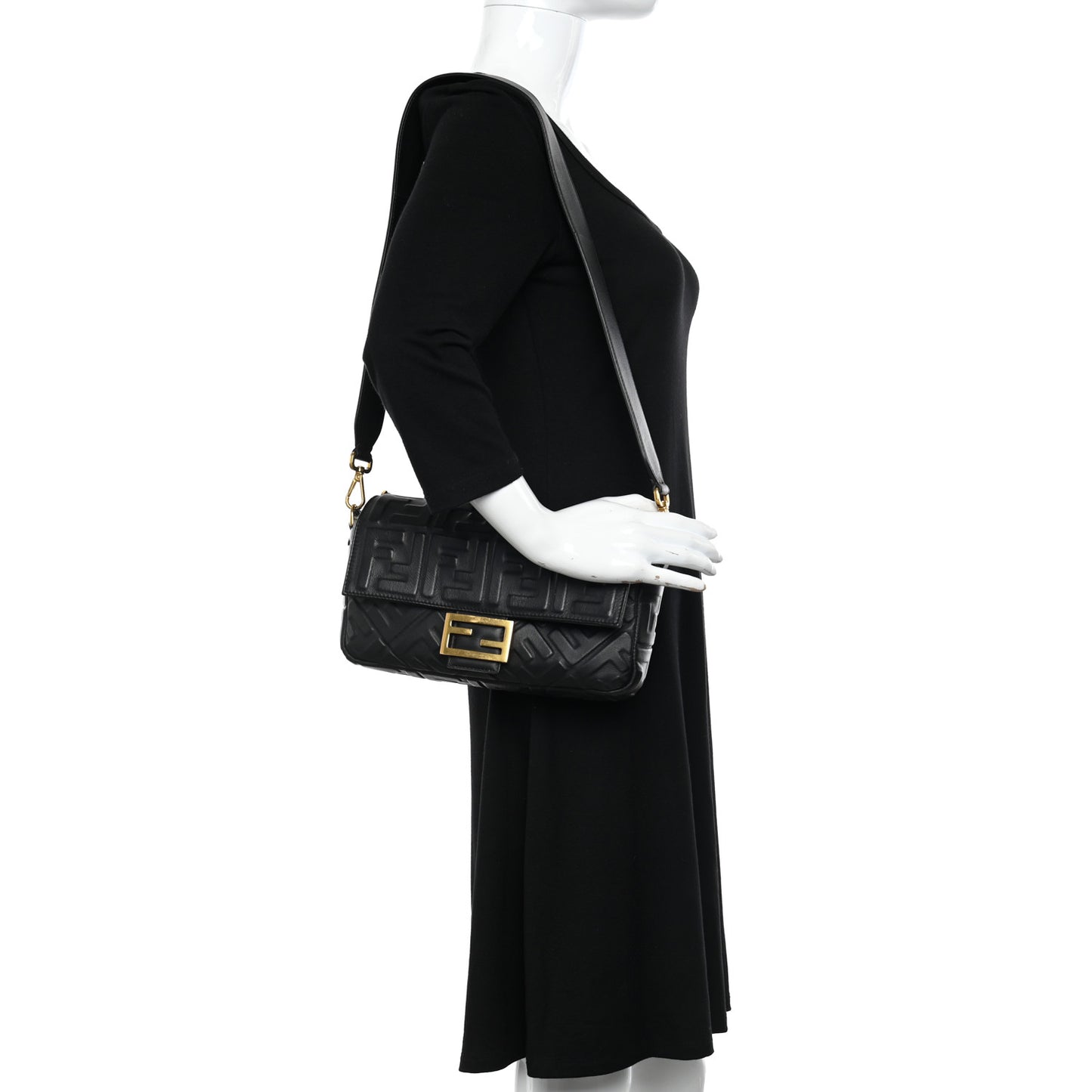 Nappa FF 1974 Embossed Baguette Black