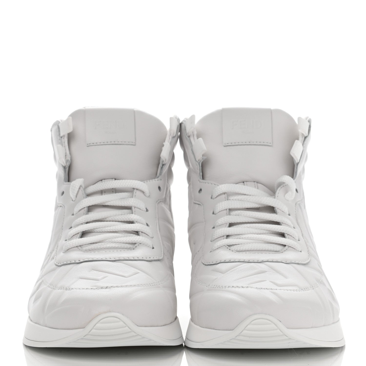 Fendi Nappa Macro FF Embossed Womens High Top Sneakers 37 White Ice 2 of 11