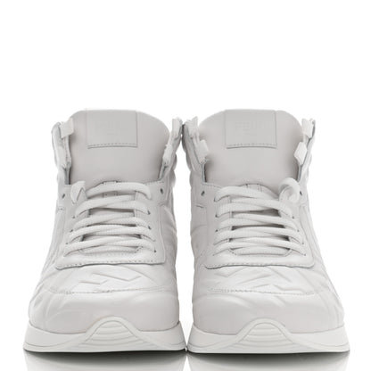 Fendi Nappa Macro FF Embossed Womens High Top Sneakers 37 White Ice 2 of 11