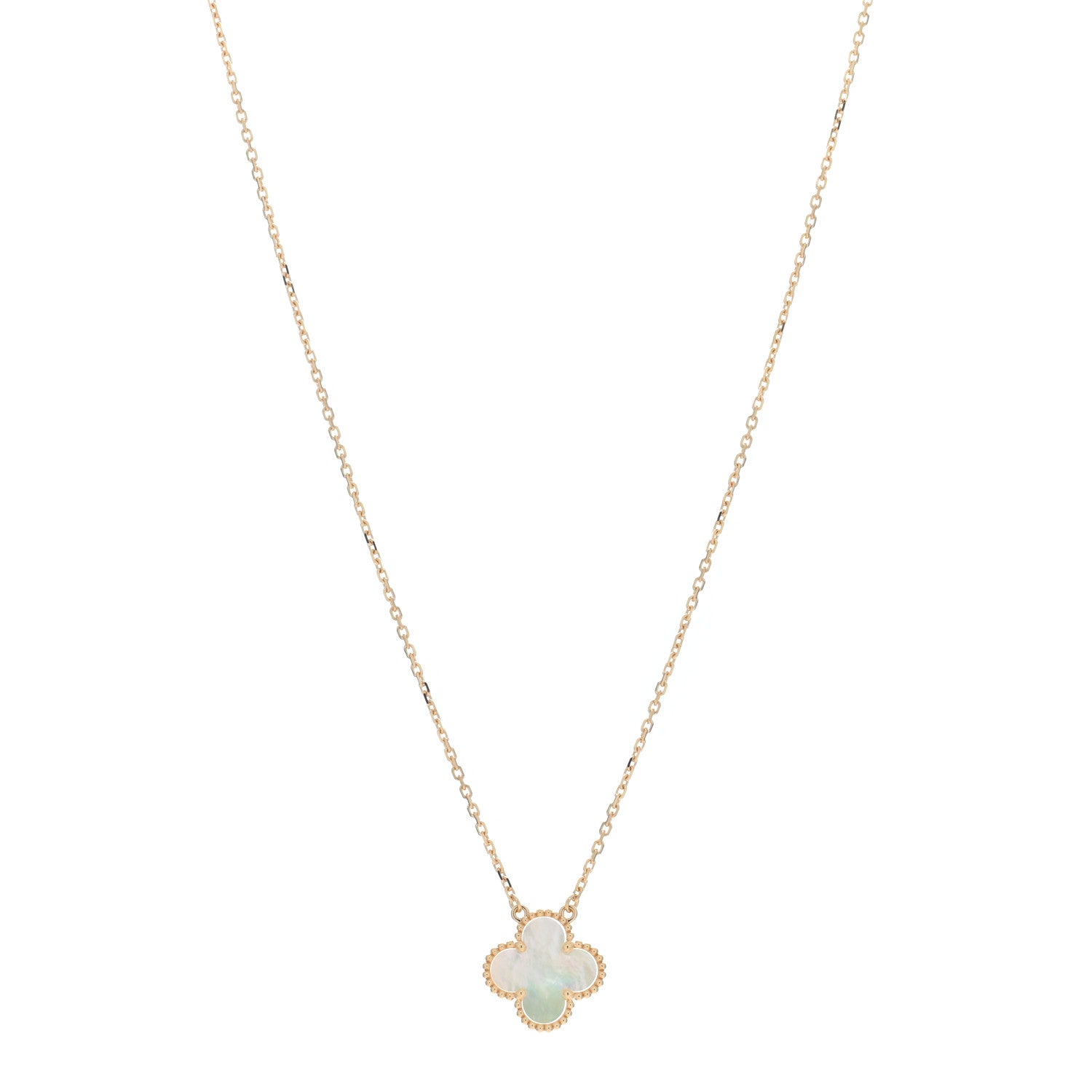 Van Cleef & Arpels VAN CLEEF & ARPELS 18K Yellow Gold Mother of Pearl Vintage Alhambra Pendant Necklace 1 of 5