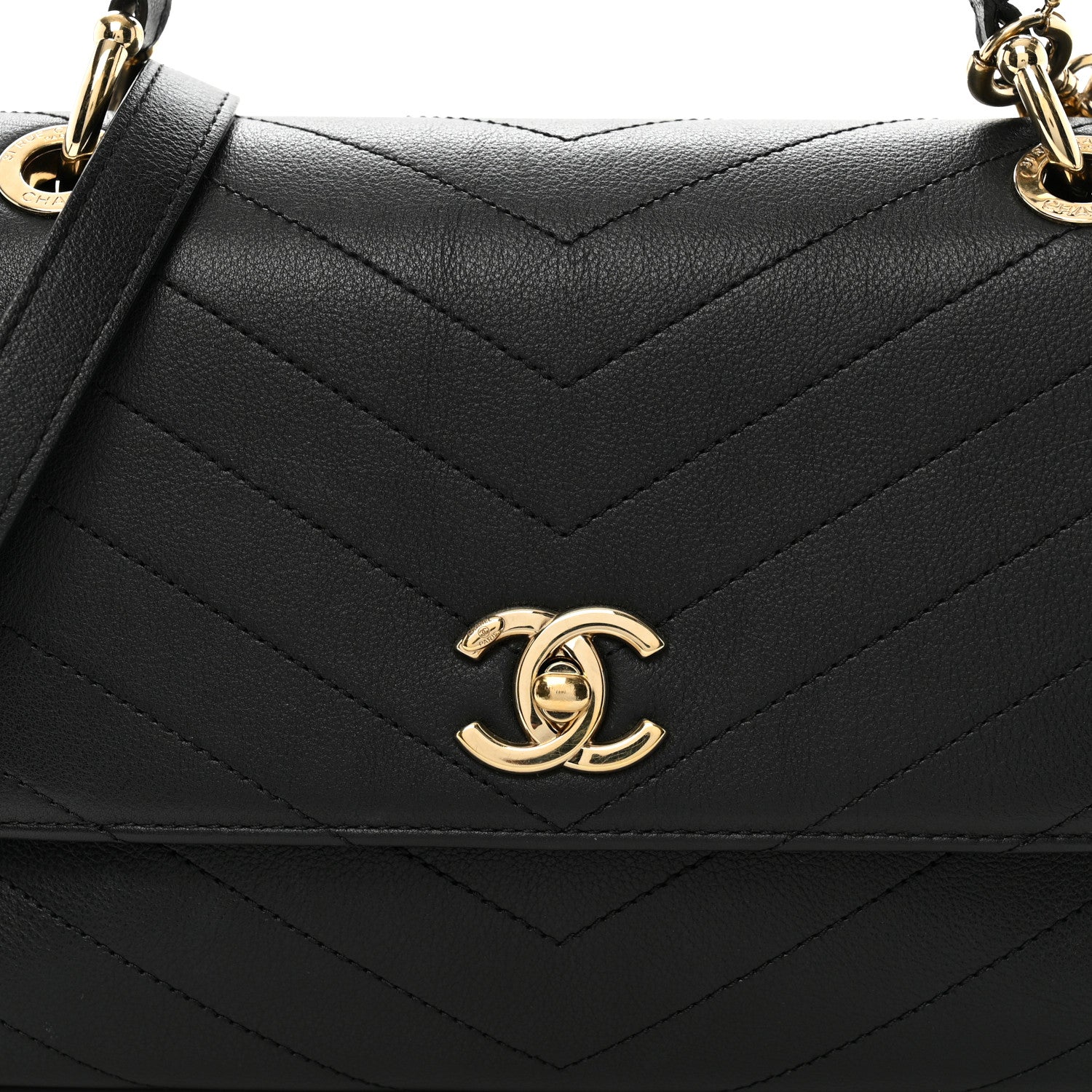 Chanel Grained Calfskin Small Chevron Chic Top Handle Flap Black 8 of 11