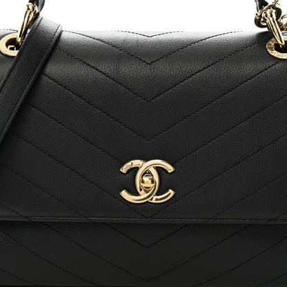 Chanel Grained Calfskin Small Chevron Chic Top Handle Flap Black 8 of 11