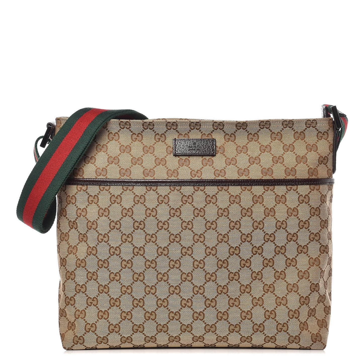 Monogram Web Medium Flat Messenger Bag Brown