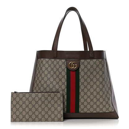 Gucci GG Supreme Monogram Web Ophidia Tote Brown 1 of 8