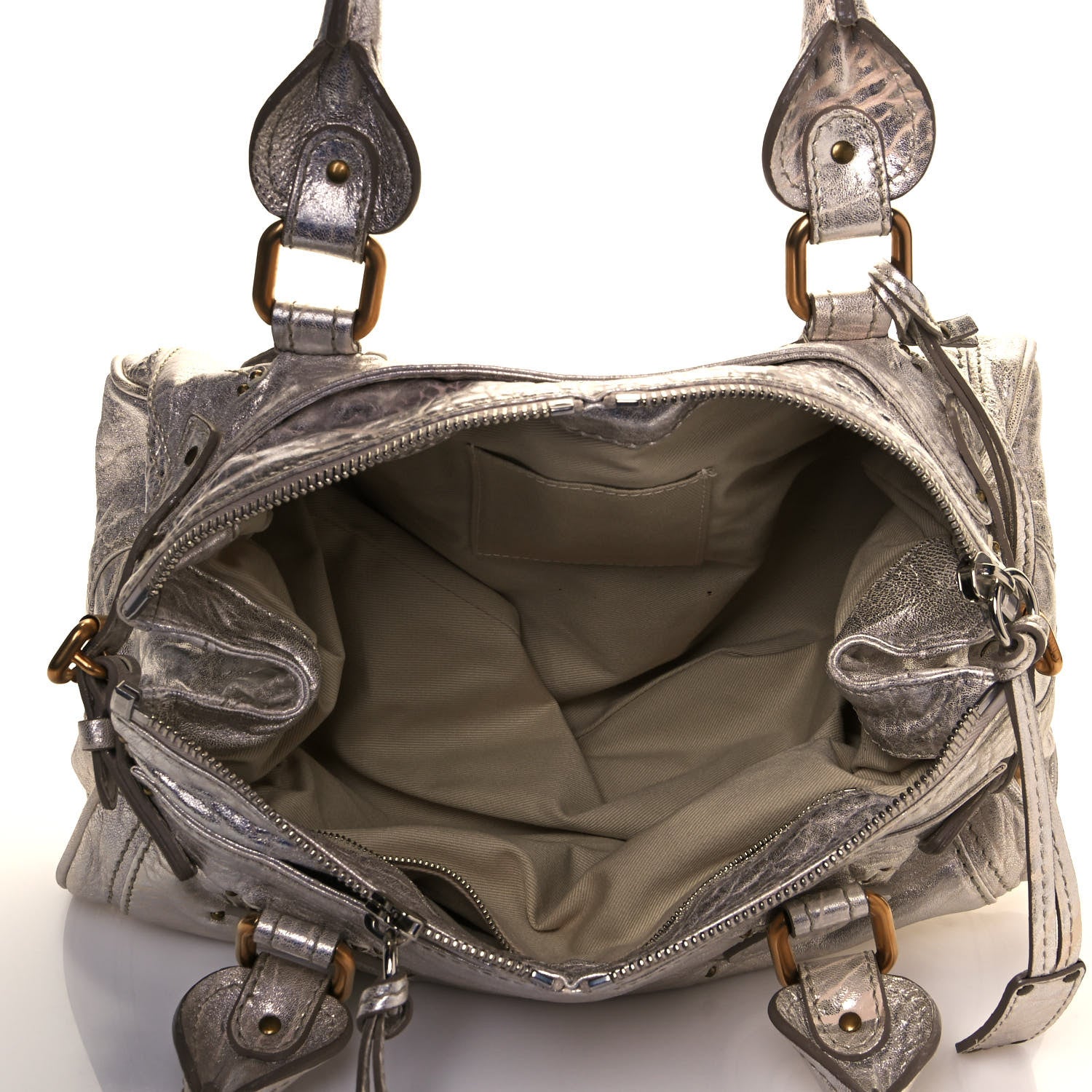 Chloe Metallic Calfskin Medium Paddington Satchel Silver 5 of 13