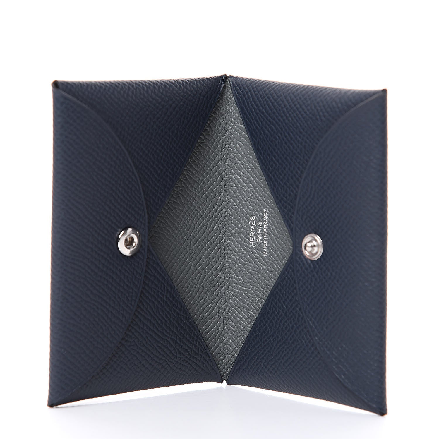 Hermes Epsom Verso Calvi Card Case Bleu Indigo Vert Amande 6 of 8