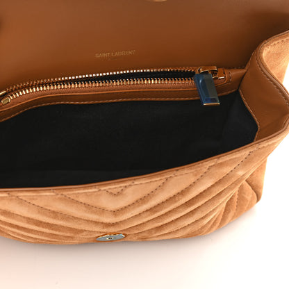 Saint Laurent Suede Matelasse Chevron Monogram Medium College Bag Cinnamon 5 of 11