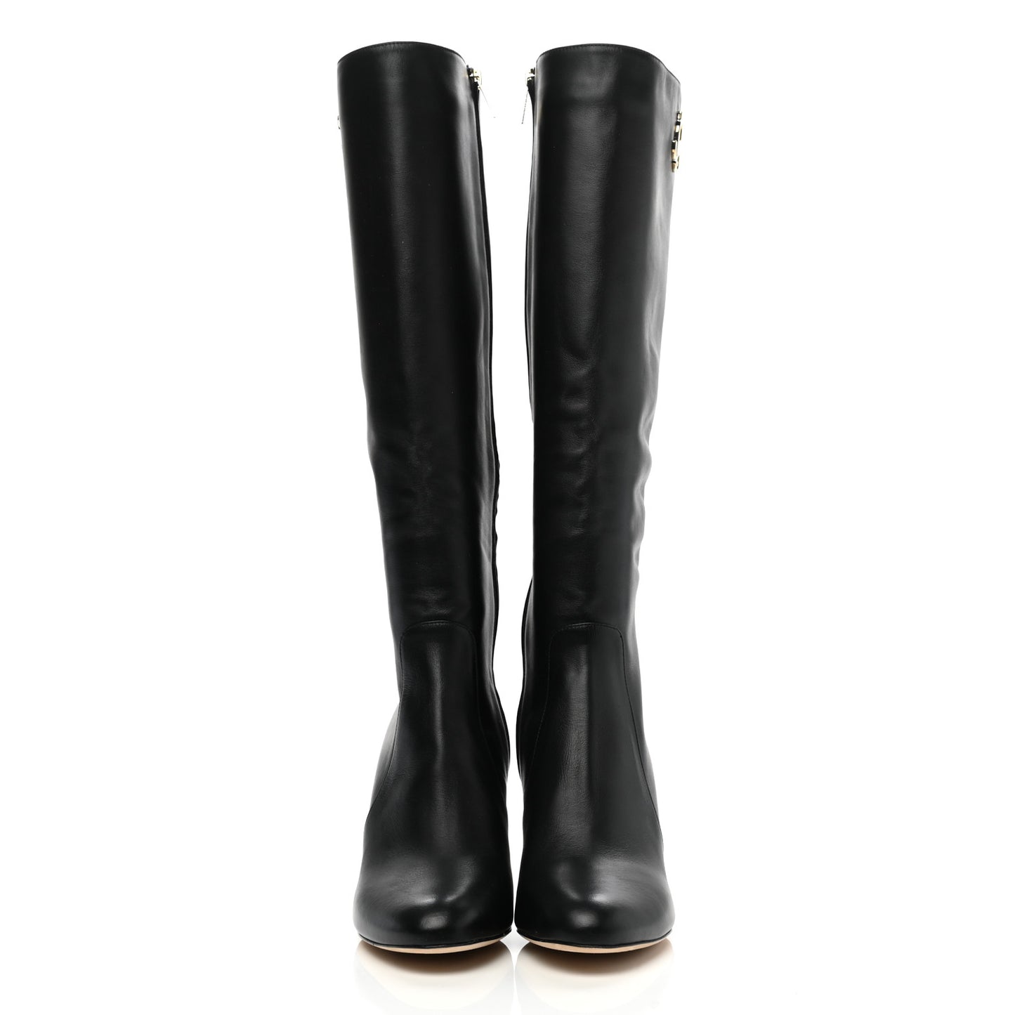 Shiny Calfskin Mahesa 85 Knee High Boots 39.5 Black