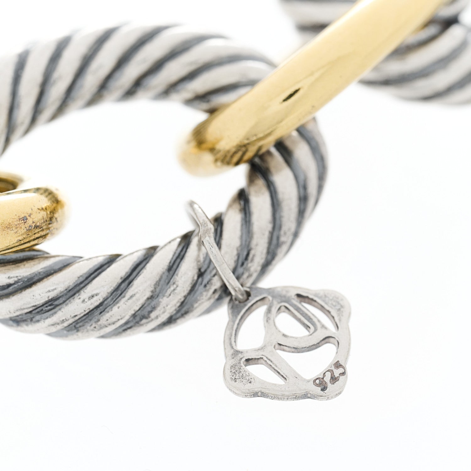 David Yurman Sterling Silver 18K Yellow Gold 18mm Extra Large Oval Link Bracelet 2 of 3
