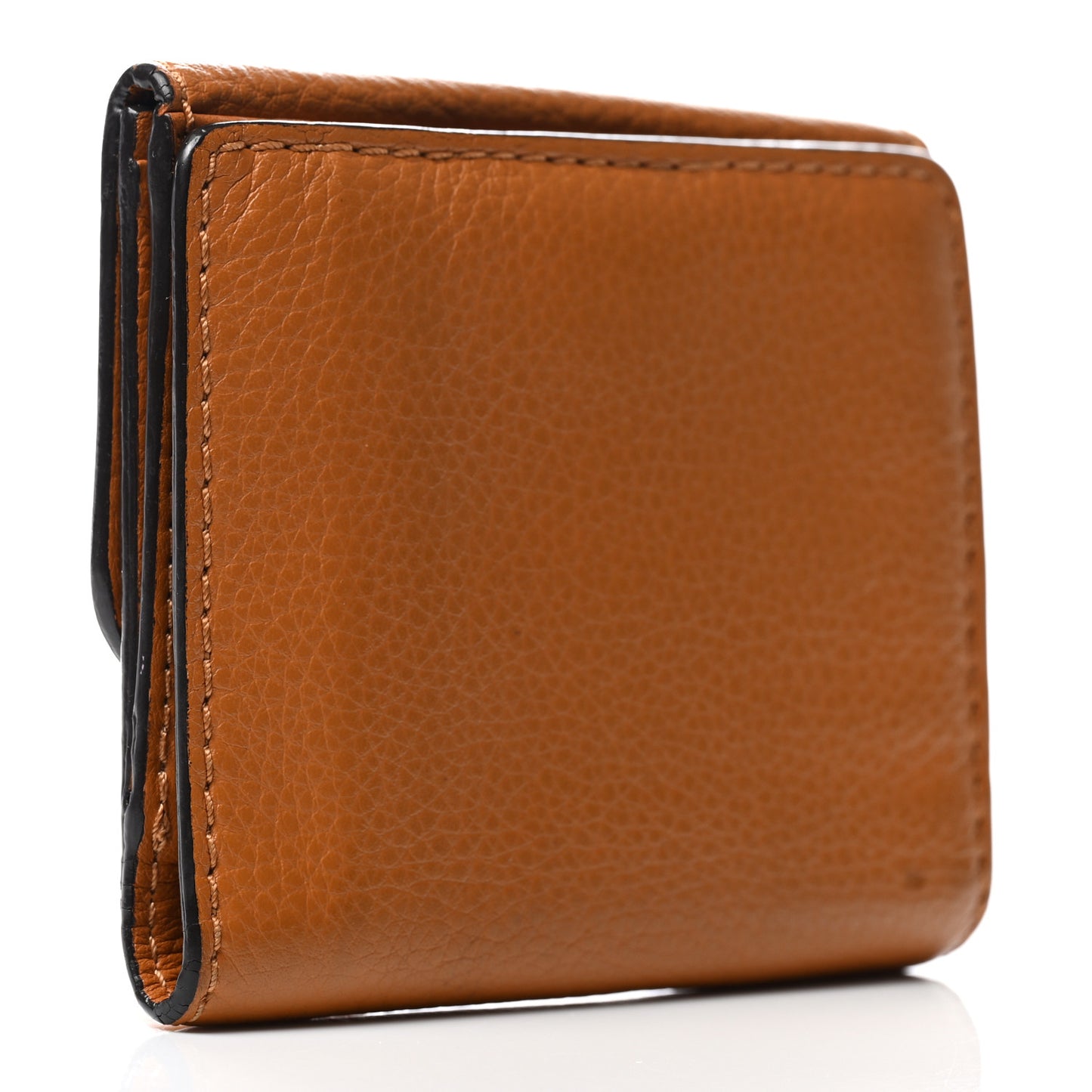 Grained Calfskin Marcie Square Wallet Tan
