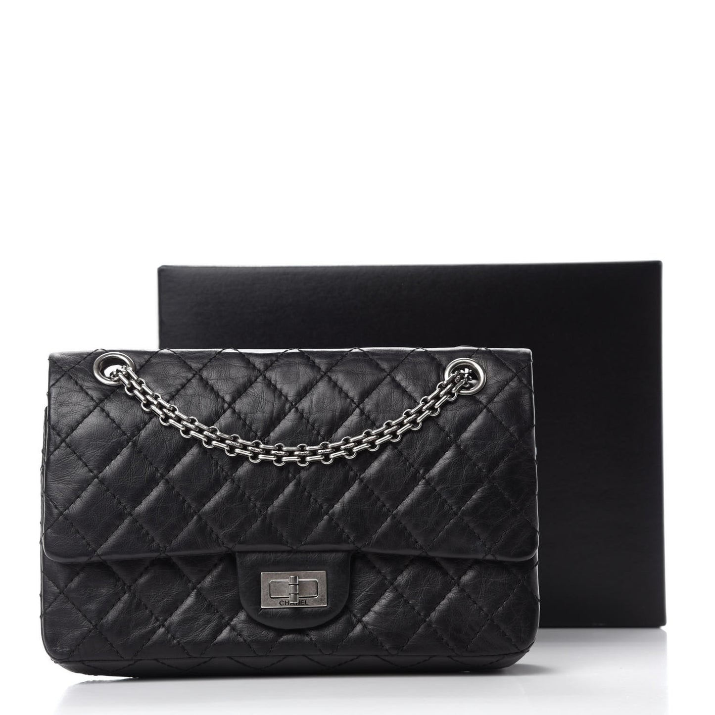 Aged Calfskin Quilted 2.55 Reissue 225 Flap Black