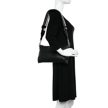 Prada Vitello Daino Soft Zippered Shoulder Bag Black 2 of 10