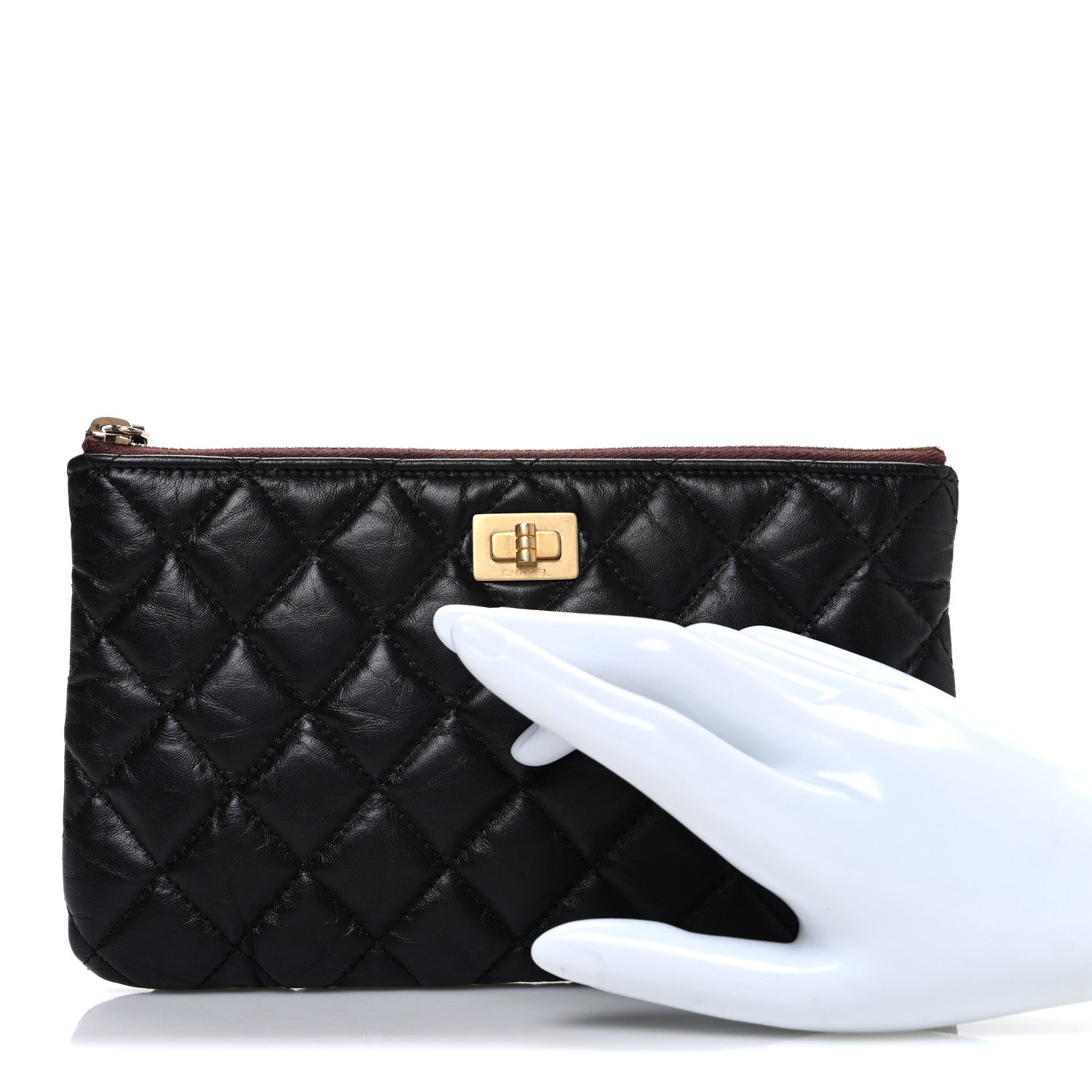 Chanel Aged Calfskin Quilted Medium Reissue Cosmetic Case Black 2 of 7