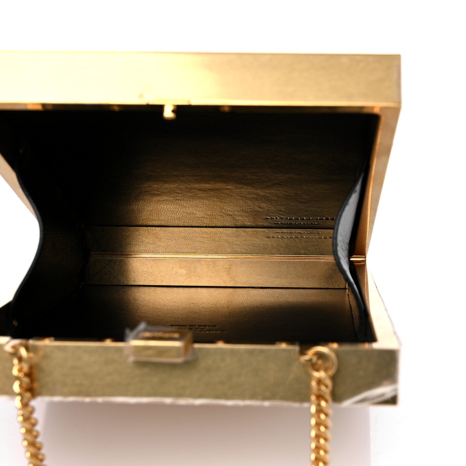 Saint Laurent Plexiglass Monogram Minaudiere Tuxedo Box Clutch Pale Sun Oro Antico 5 of 10