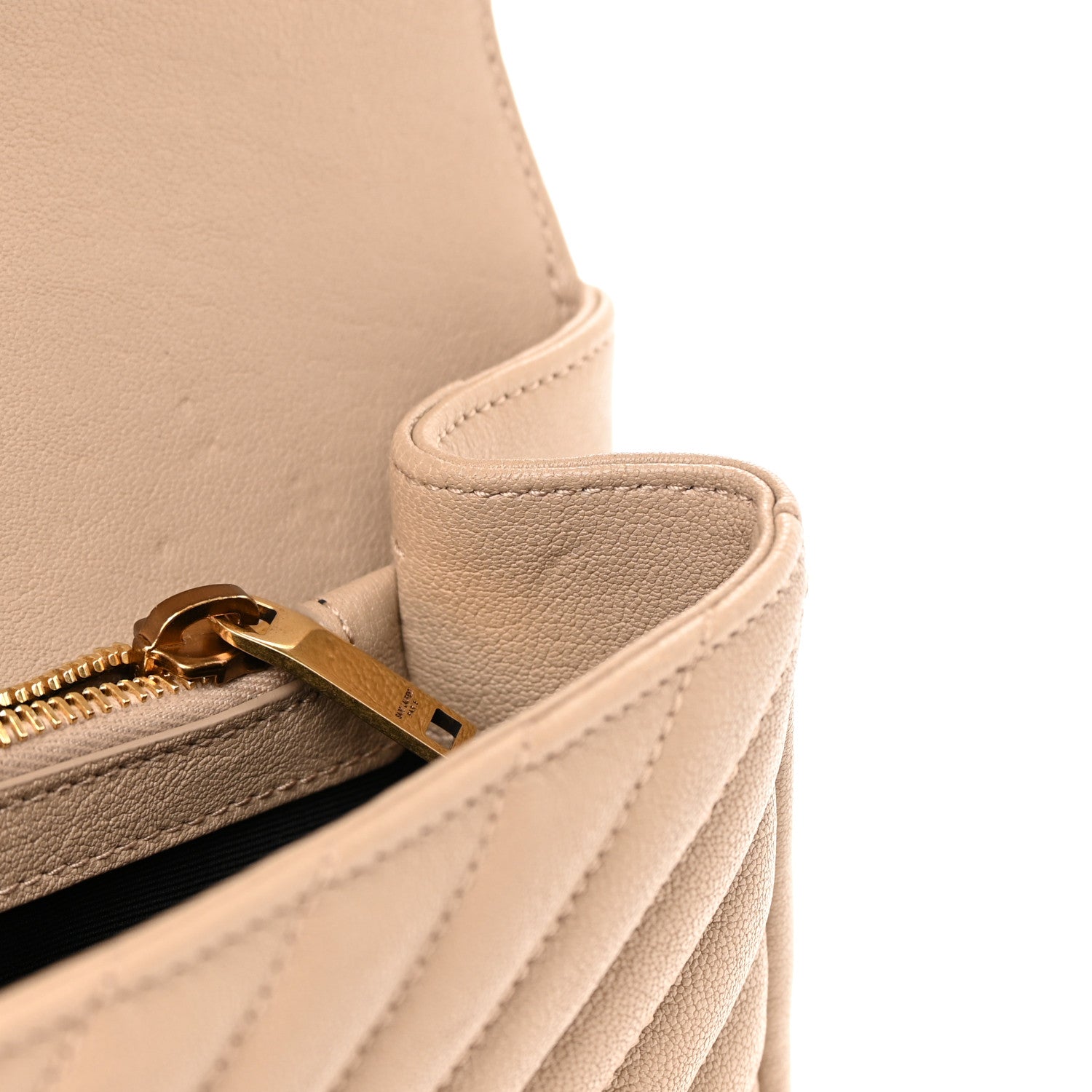 Saint Laurent Sheepskin Matelasse Chevron Monogram Medium College Bag Dark Beige 13 of 14