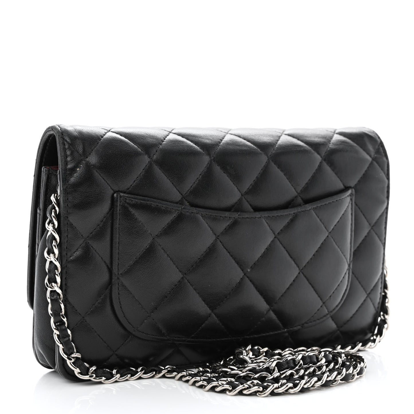 Lambskin Quilted Wallet On Chain WOC Black