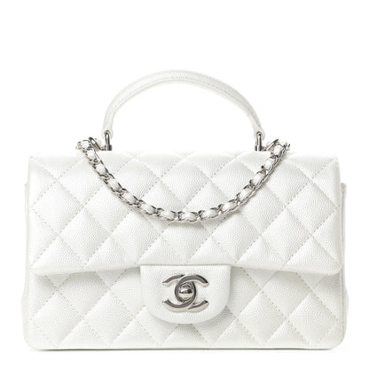 Chanel Iridescent Caviar Quilted Mini Top Handle Rectangular Flap White 1 of 11