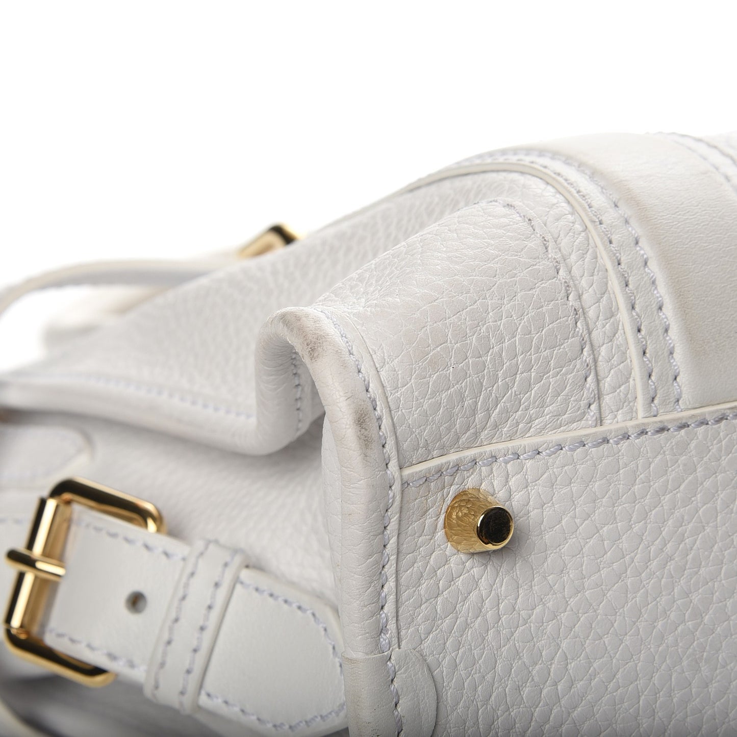 London Grainy Calfskin Medium Minford Portrait Tote White