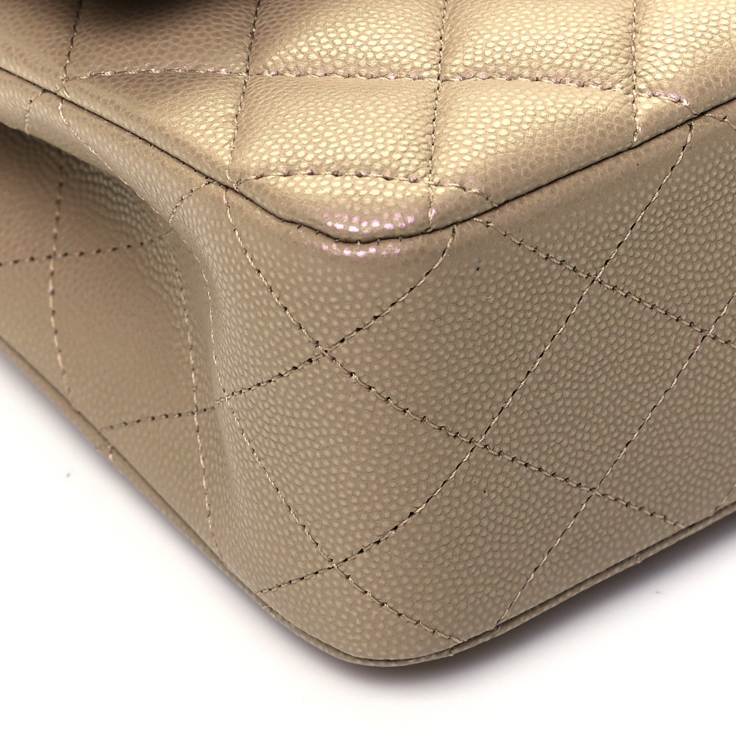 Chanel Iridescent Caviar Quilted Medium Double Flap Dark Beige 8 of 9