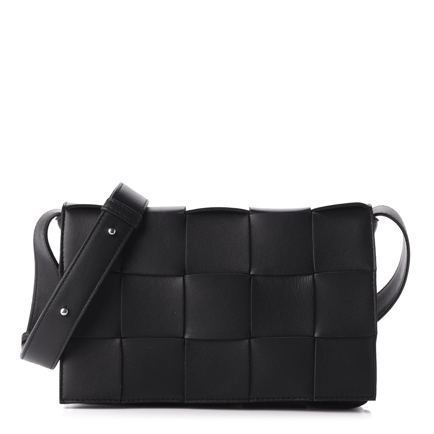 Lambskin Maxi Intrecciato Cassette Crossbody Bag Black