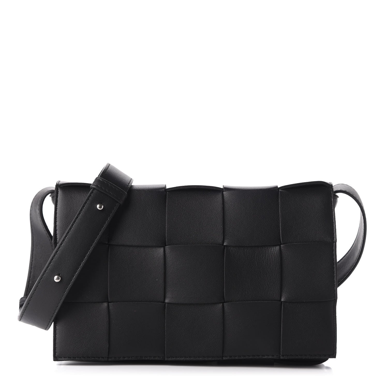 Bottega Veneta Lambskin Maxi Intrecciato Cassette Crossbody Bag Black 1 of 14