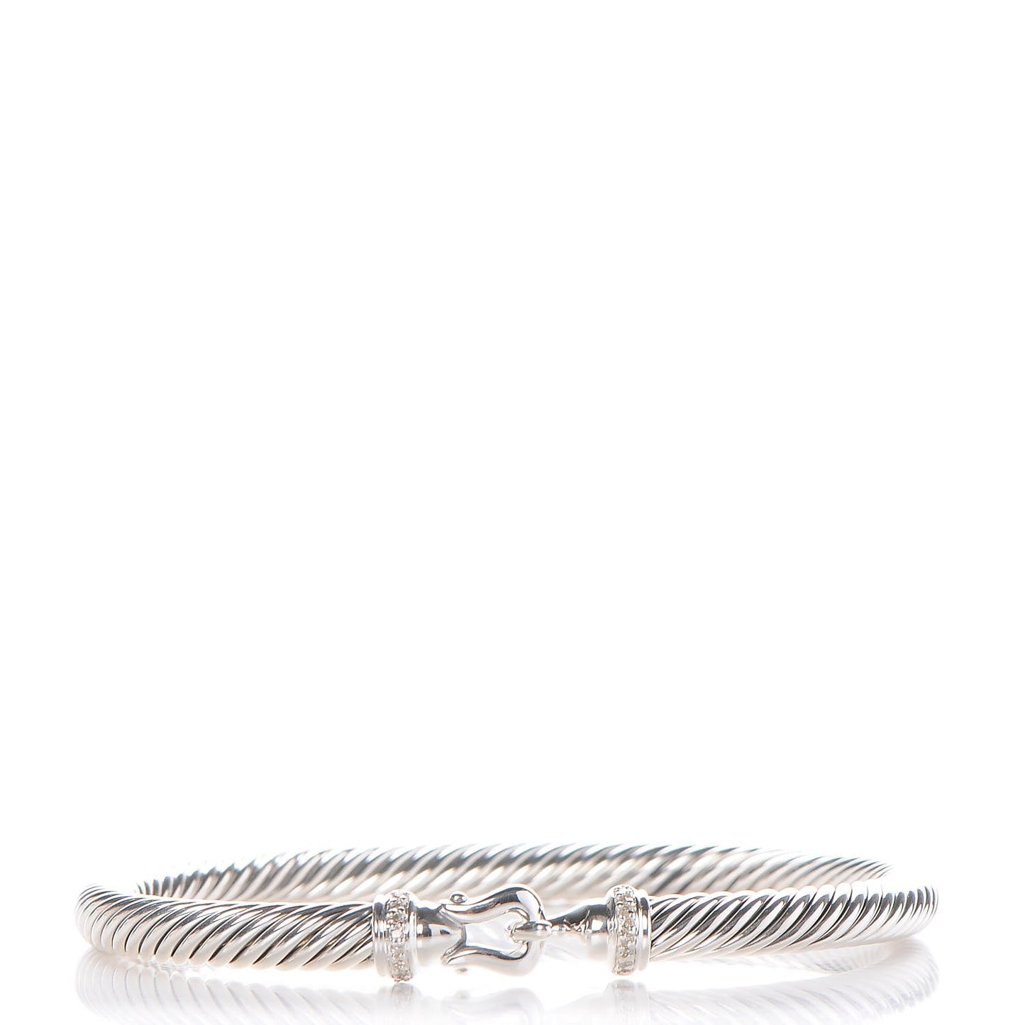 Sterling Silver Diamond 5mm Cable Buckle Bracelet
