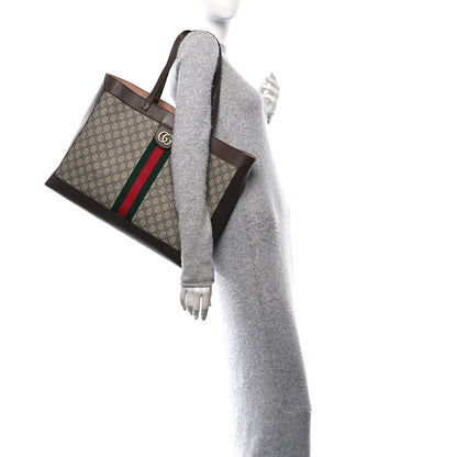 Gucci GG Supreme Monogram Web Ophidia Tote Brown 2 of 12