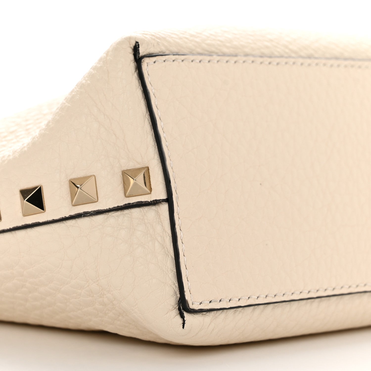 Valentino Garavani Grained Calfskin Small Rockstud Flip Lock Tote Light Ivory Rubino 9 of 12