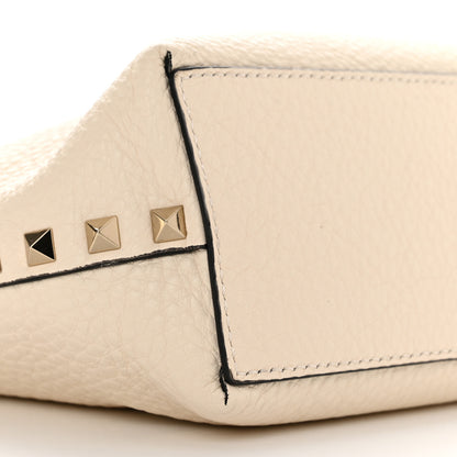 Valentino Garavani Grained Calfskin Small Rockstud Flip Lock Tote Light Ivory Rubino 9 of 12